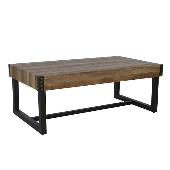 Product photograph of Stacey Wooden Rectangular Coffee Table With Black Metal Legs from Furniture in Fashion
