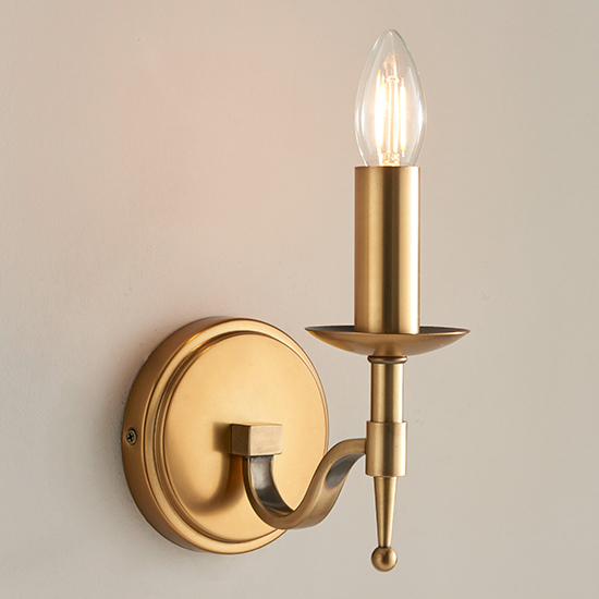 Product photograph of Stanford Single Wall Light In Antique Brass from Furniture in Fashion