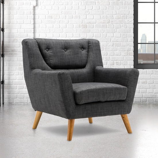 Product photograph of Stanwell Sofa Chair In Grey Fabric With Wooden Legs from Furniture in Fashion