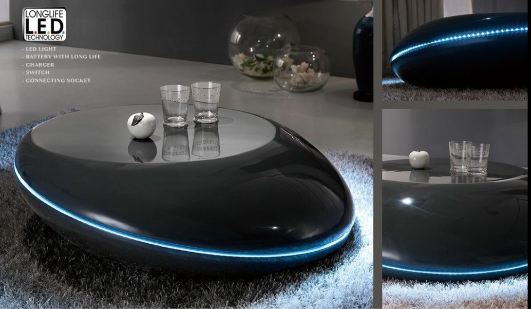 Milania Coffee Table In Gloss Anthracite With LED Lights