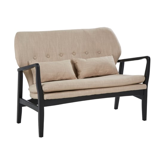 Product photograph of Porrima 2 Seater Sofa In Beige With Black Wood Frame from Furniture in Fashion