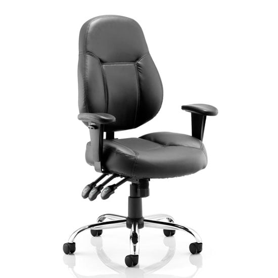Product photograph of Storm Leather Office Chair In Black With Arms from Furniture in Fashion