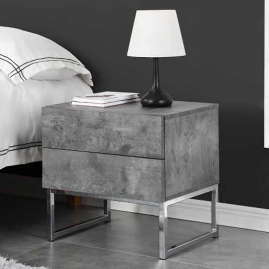 Read more about Strada bedside cabinet with 2 drawers in concrete effect