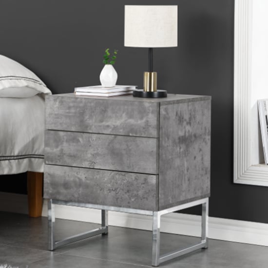 Read more about Strada bedside cabinet with 3 drawers in concrete effect