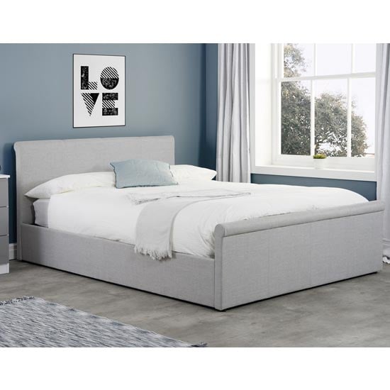 Read more about Stratus side ottoman fabric king size bed in grey