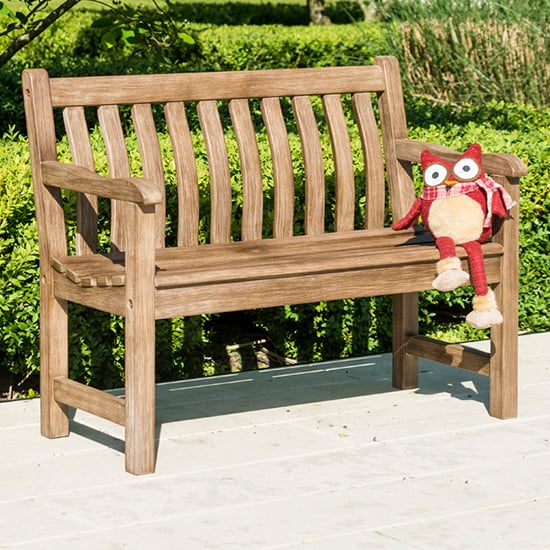 Photo of Strox outdoor children wooden seating bench in chestnut