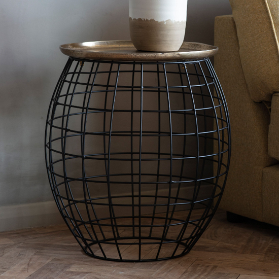 Product photograph of Sturgis Round Metal Side Table In Antique Gold from Furniture in Fashion