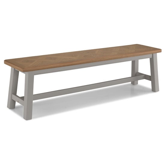 Product photograph of Sunburst Wooden Dining Bench In Grey And Solid Oak from Furniture in Fashion