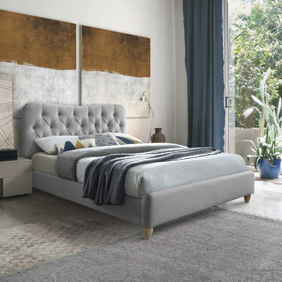 Suzie Fabric Upholstered King Size Bed In Grey | Furniture in Fashion