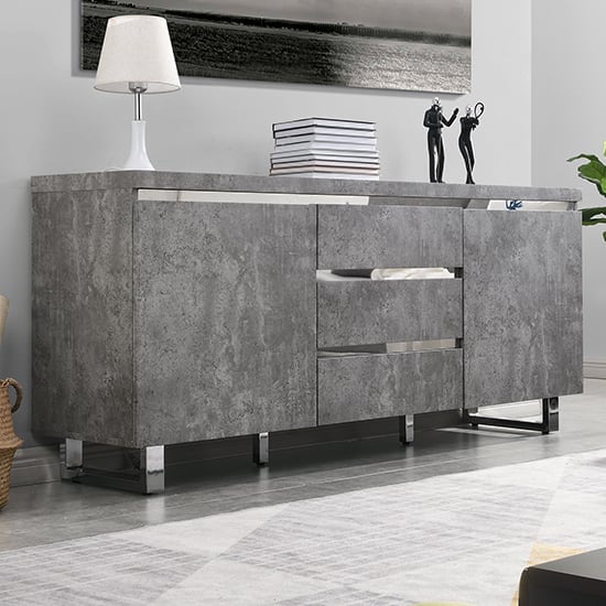Product photograph of Sydney Large Sideboard With 2 Door 3 Drawer In Concrete Effect from Furniture in Fashion