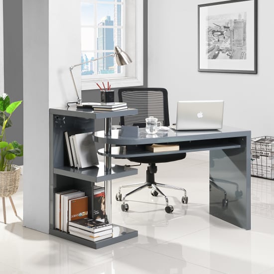 Read more about Sydney high gloss rotating home and office laptop desk in grey