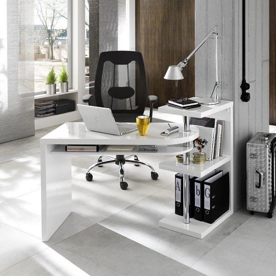 Read more about Sydney high gloss rotating home and office laptop desk in white