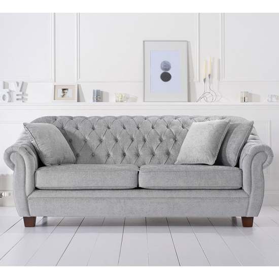 Sylvan Chesterfield Plush Fabric 3 Seater Sofa In Grey | Furniture in ...