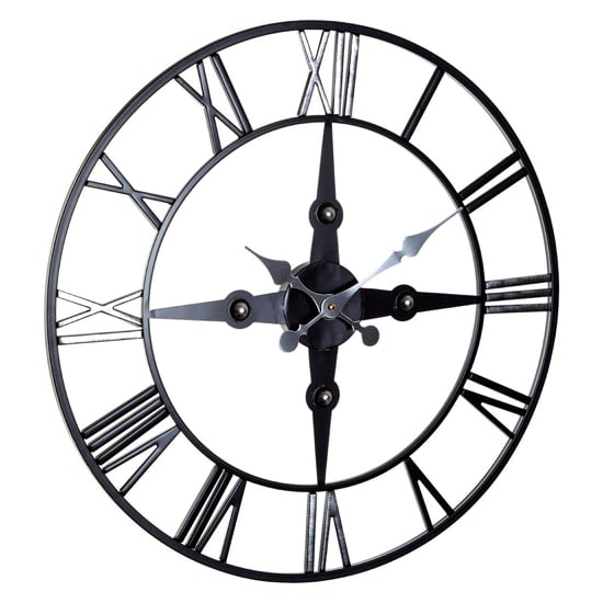 Photo of Symbia round wall clock in black metal frame