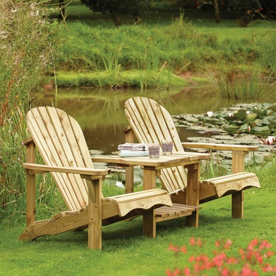 Photo of Syresham outdoor wooden companion seats in natural timber