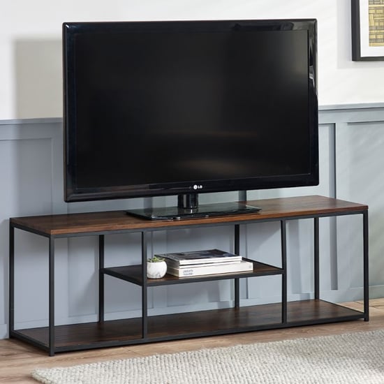 Read more about Tacita wooden tv stand with shelves in walnut