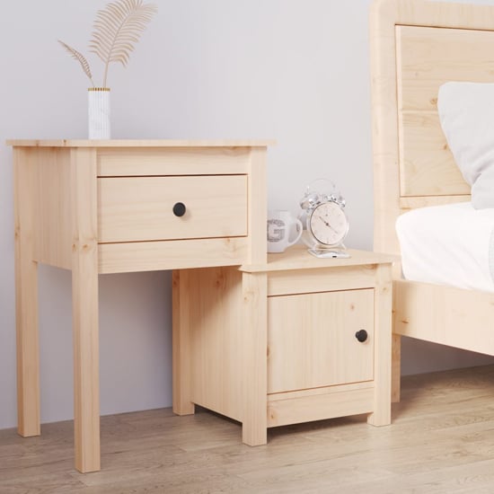 Read more about Tadria pinewood bedside cabinet with 1 door 1 drawer in natural