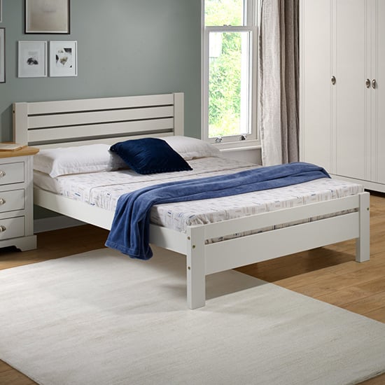 Photo of Talox wooden double bed in white