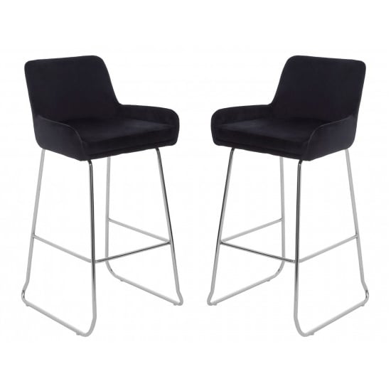 Read more about Tamzo black velvet upholstered bar chair with low arms in pair