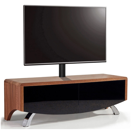 Product photograph of Wiley Ultra High Gloss Tv Stand With 2 Soft Open Doors In Walnut from Furniture in Fashion