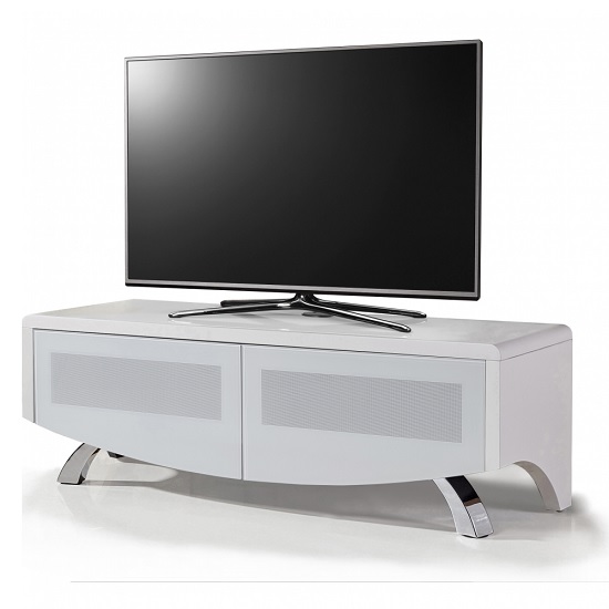 Product photograph of Wiley High Gloss Tv Stand With 2 Soft Open Doors In White from Furniture in Fashion
