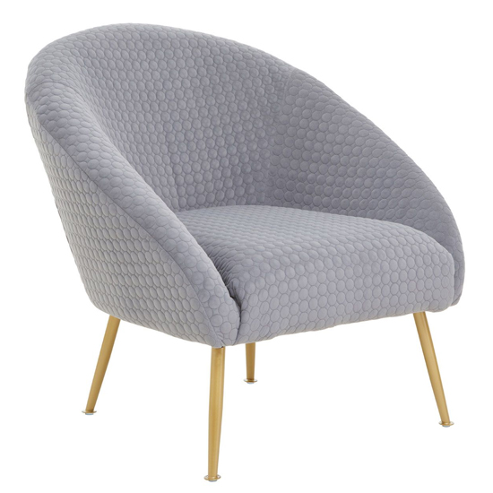 Product photograph of Tanya Velvet Occasional Chair With Gold Metal Legs In Grey from Furniture in Fashion