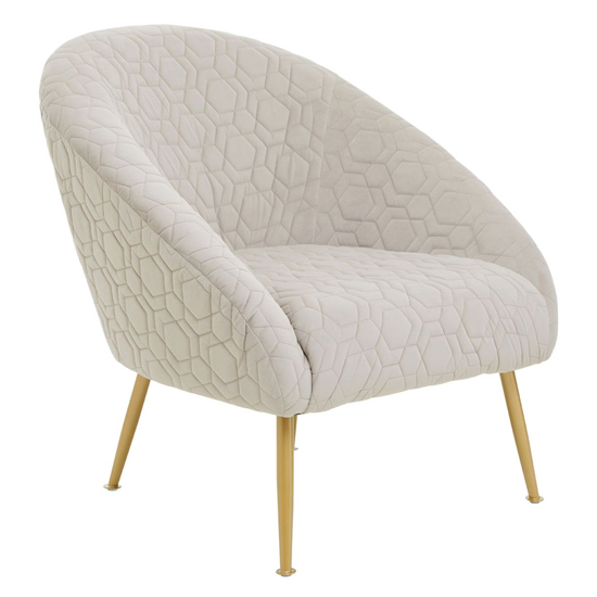 Read more about Tanya velvet occasional chair with gold metal legs in natural