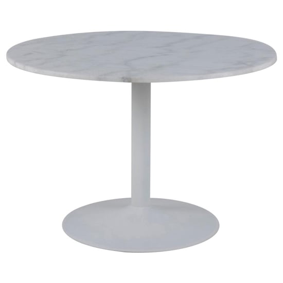 Photo of Taraji marble dining table with white base in guangxi white