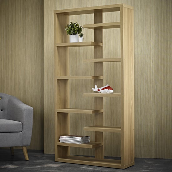 Product photograph of Taranto Wooden Shelving Display Unit With 10 Shelves In Oak from Furniture in Fashion