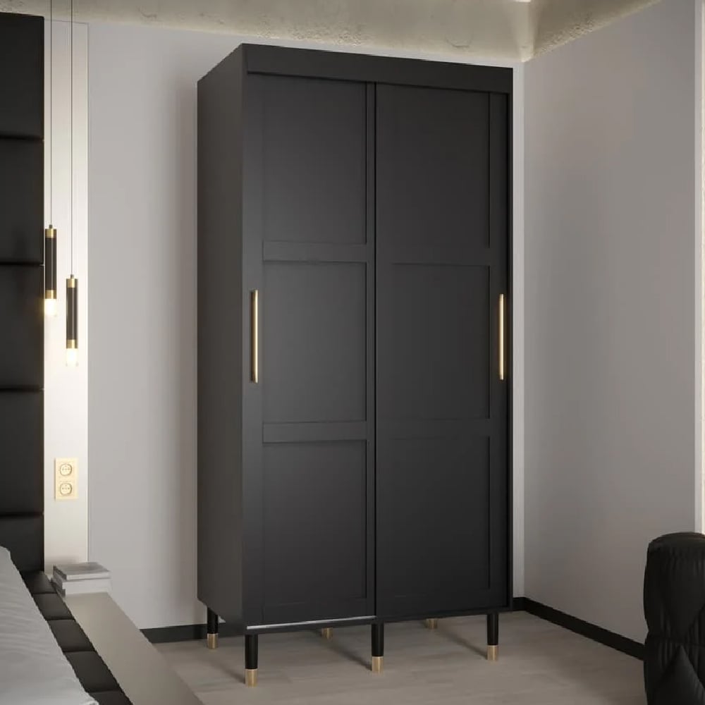 tarboro wooden 100cm wardrobe with 2 sliding doors in black