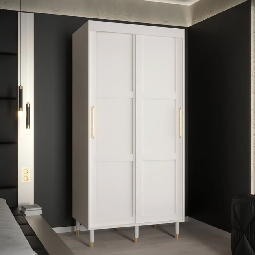 tarboro wooden 100cm wardrobe with 2 sliding doors in white