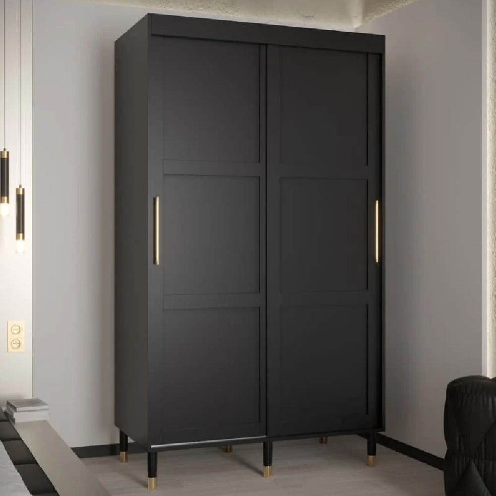 tarboro wooden 120cm wardrobe with 2 sliding doors in black