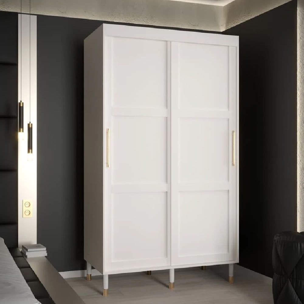 tarboro wooden 120cm wardrobe with 2 sliding doors in white