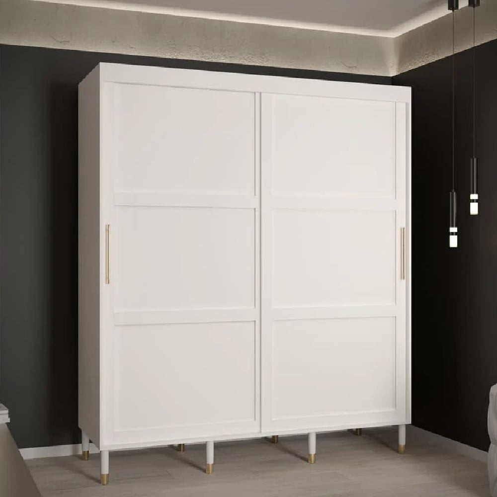 tarboro wooden 180cm wardrobe with 2 sliding doors in white