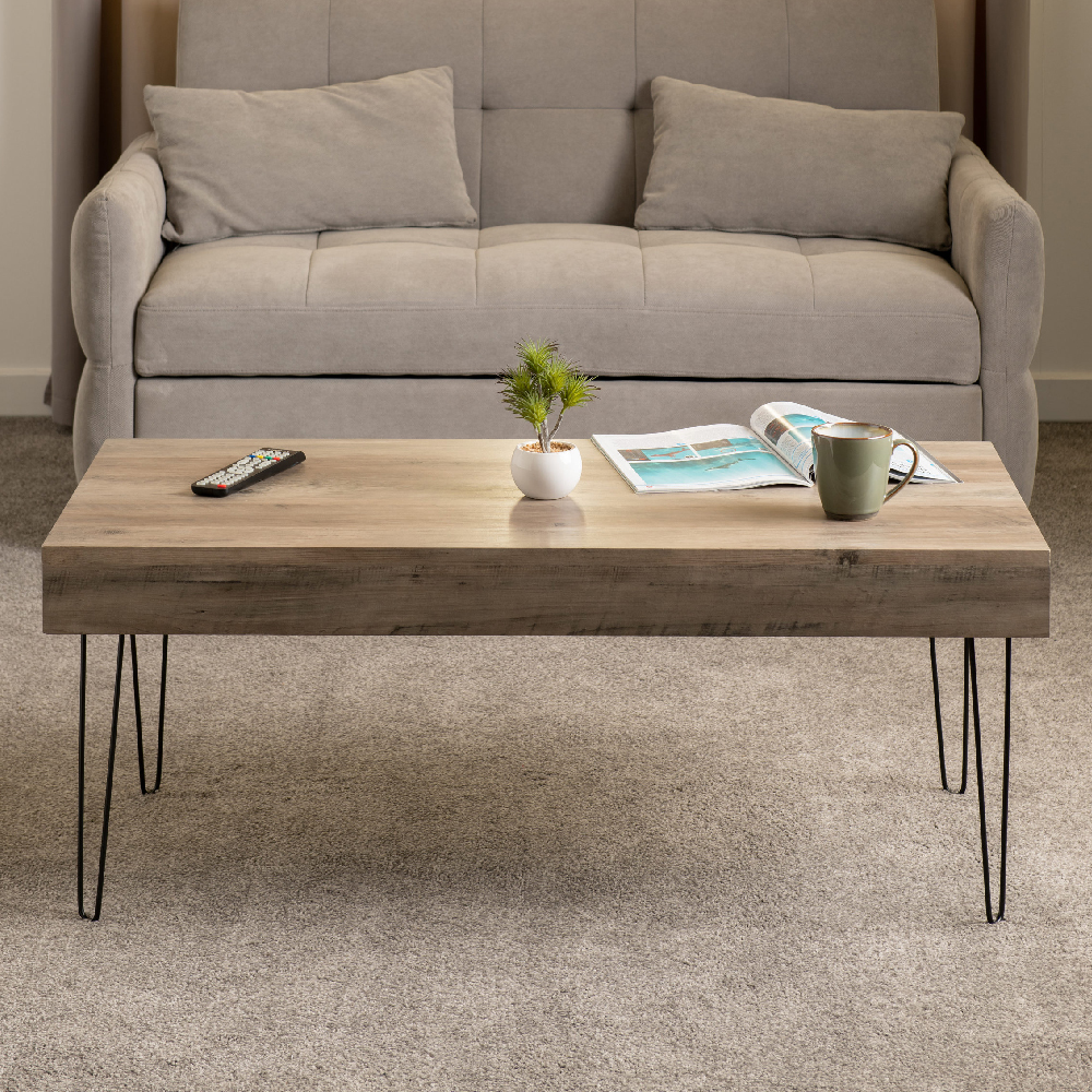 tarboro wooden coffee table in medium oak and black