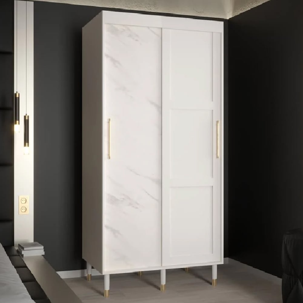 tarboro wooden wardrobe 100cm with 2 sliding doors in white