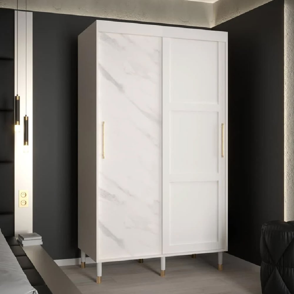 tarboro wooden wardrobe 120cm with 2 sliding doors in white