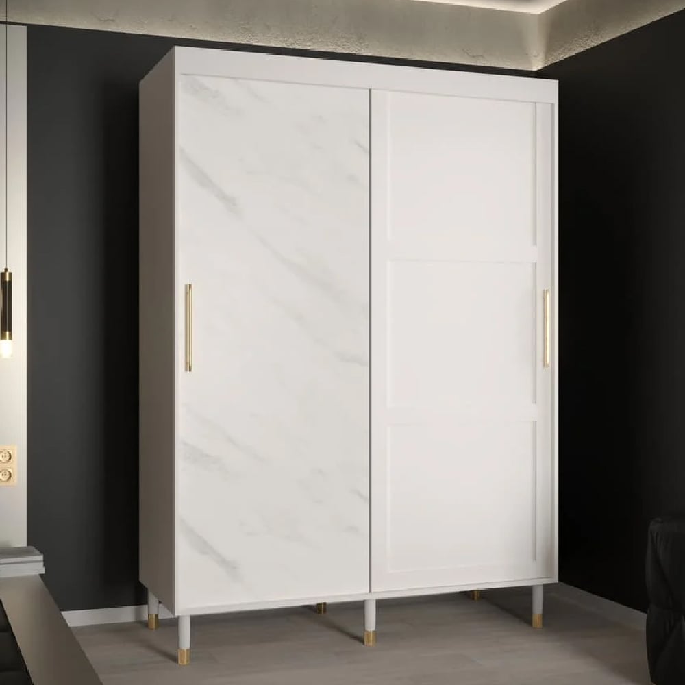 tarboro wooden wardrobe 150cm with 2 sliding doors in white