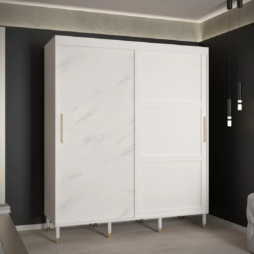 tarboro wooden wardrobe 180cm with 2 sliding doors in white