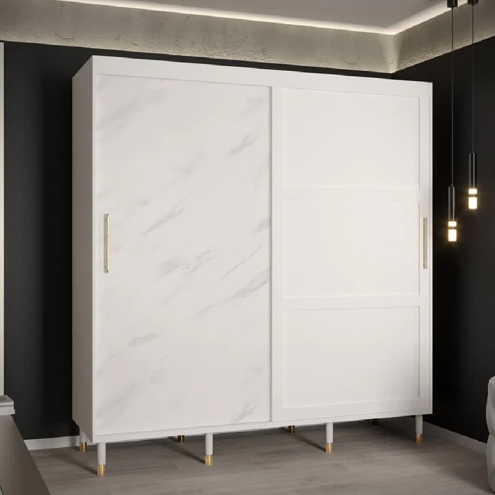 tarboro wooden wardrobe large with 2 sliding doors in white