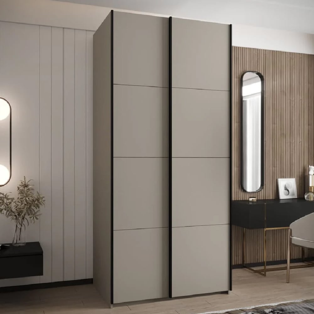 tarzana wooden wardrobe with 2 sliding doors in cashmere