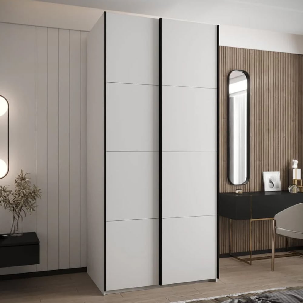 tarzana wooden wardrobe with 2 sliding doors in white