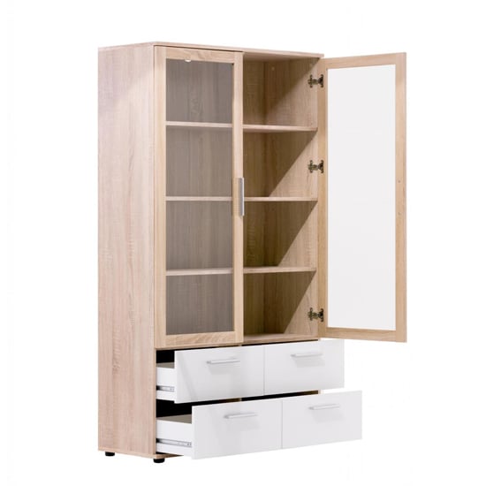 Taurus Wooden Display Cabinet In White And Sonoma Oak | Furniture in ...