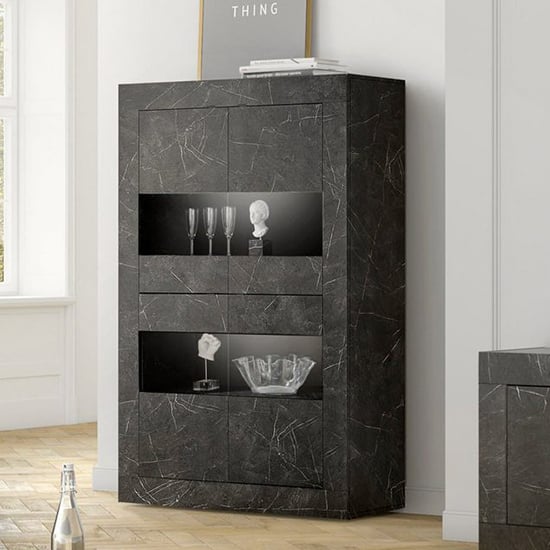Read more about Taylor black marble effect display cabinet with 4 doors and led