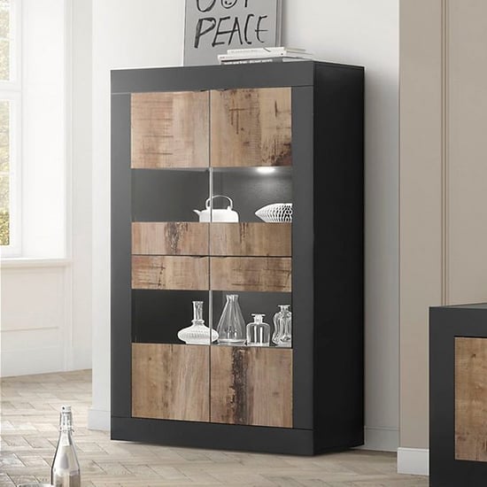Photo of Taylor matt black and pero display cabinet with 4 doors and led