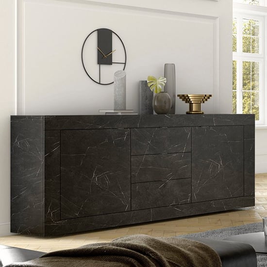 Read more about Taylor sideboard with 2 doors 3 drawers in black marble effect