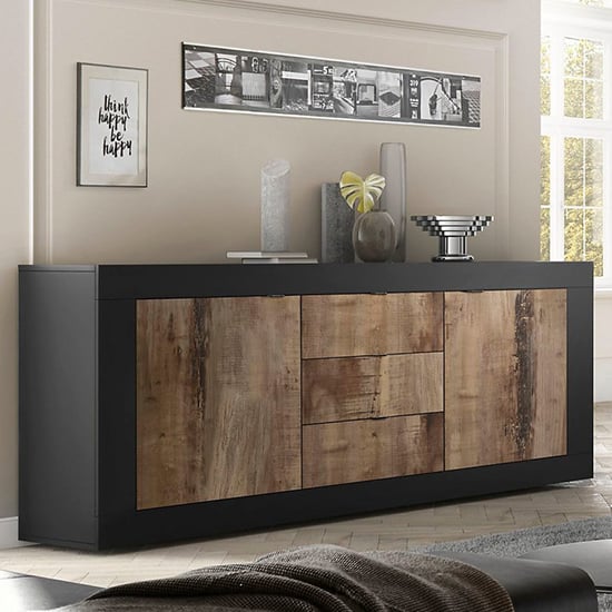 Product photograph of Taylor Sideboard With 2 Doors 3 Drawers In Matt Black And Pero from Furniture in Fashion