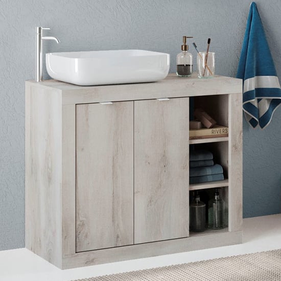 Product photograph of Taylor Wooden 92cm Floor Vanity Unit With 2 Doors In Pino from Furniture in Fashion