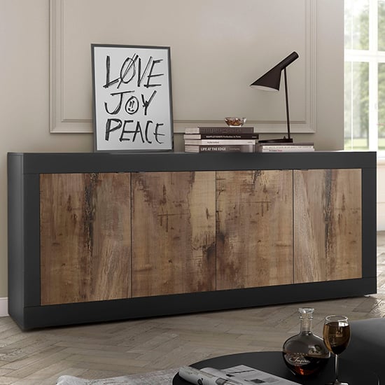 Product photograph of Taylor Wooden Sideboard With 4 Doors In Matt Black And Pero from Furniture in Fashion