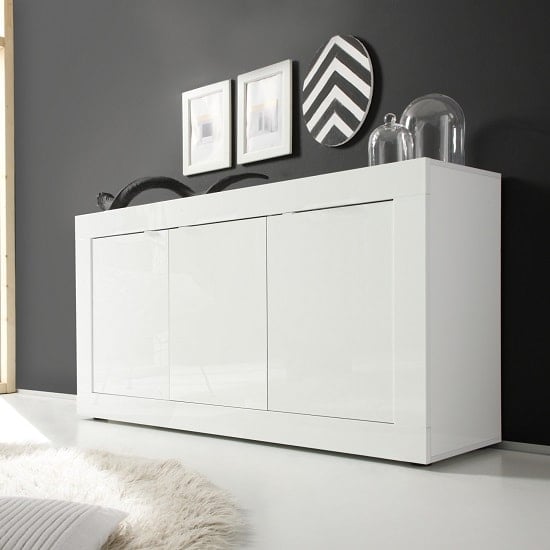Product photograph of Taylor Contemporary Sideboard In White High Gloss With 3 Doors from Furniture in Fashion